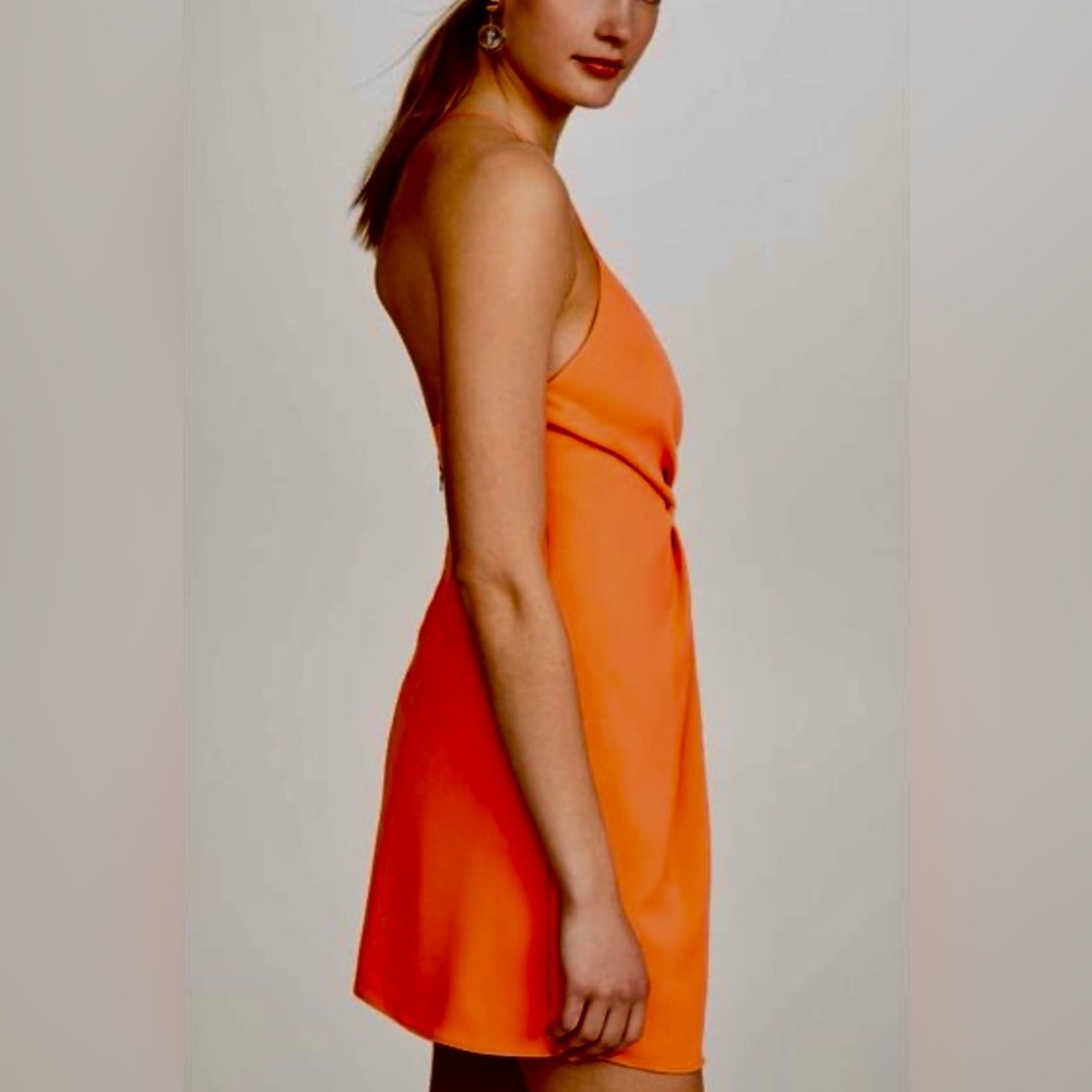 New! Alice + Olivia Katie Coral Tie Wrap Mini Dress 🧡 size 10 NWT! - Picture 9 of 14